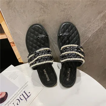 Ženske Čevlje Slip-On Sandalias Niz Noge Copate Priložnostne Chaussures Femme INS Vroče Prodaje Sandali Ravno Nagnila Zapatillas Mujer