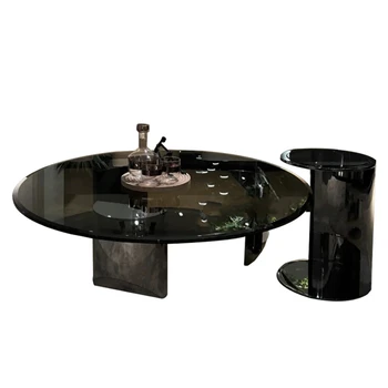 Kaljeno Steklo okroglo mizico v Dnevni Sobi High-Grade Svetlobno Razkošje italijanski Stil