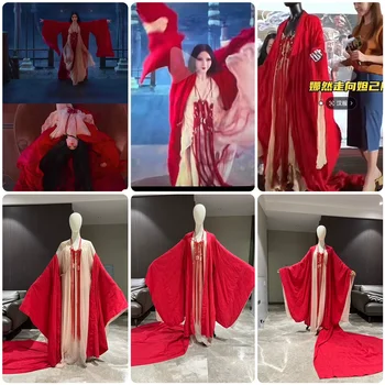 Vroče Film Fengshen Trilogije Fox Pravljice DaJi NaRan Seksi Klasični Ples Kostum Hanfu Rdeča Vijolična Las Stick