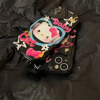 Kawaii Sanrio Anime Hello Kitty TPU Telefon Primeru Srčkan Risanka Lep Hladen sončna Očala, Slušalke Padec-dokazilo Vse-inclusiveI za Dekleta