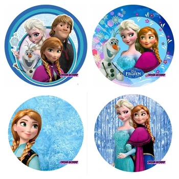Ice Zamrznjene Tema Okrogle Luči Kritje Princesa Elsa Ana Dekleta Rojstni Dan Ozadje Zimskega Ledu Snegu Sladica Tabela Banner