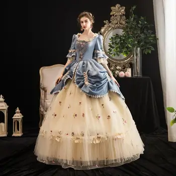 18. Stoletja Zelena Royal Court Retro Baročna Oblačila Renaissance Marie Antoinette Kostum Maturantski Renaissance Obleke Kraljice Princes