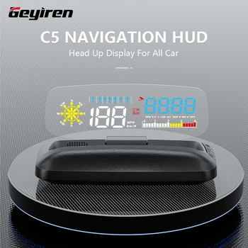GEYIREN C5 Head Up Display OBD2 Hud Z Navigacijo GPS, Digitalni merilnik Hitrosti Auto Projektor Prikaz Porabe Goriva Vodo Temp