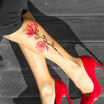 Nepremočljiva Začasni Tattoo Nalepke, Akvarel Lotus Flower Ponaredek Tatto Flash Tattoo Roko, Roko, Nogo Nazaj Tato za Dekle Ženske