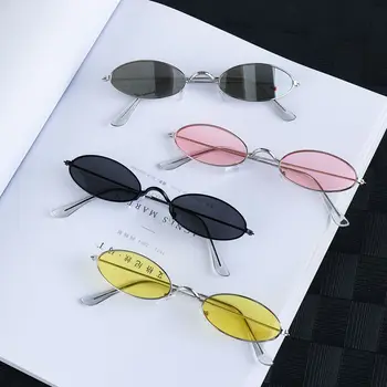 Retro Ovalne Sončna Očala Ženske Letnik Kovinski Odtenki Barvne Sončna Očala Za Žensko Modno Oblikovanje Očala Majhen Okvir Očal