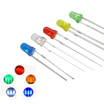 100 KOZARCEV 3 mm Super Svetle LED Diode Multicolor Elektronske Komponente Žarnice Svetilke Belo/Rdeče/Rumeno/Zeleno/Modro Svetleče Diode