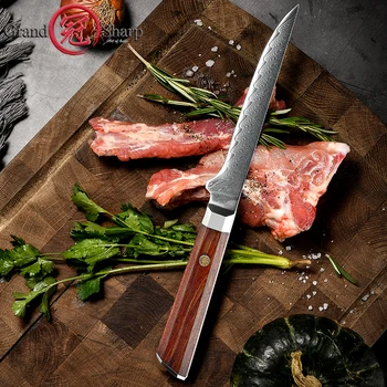 5.5 Palčni Strokovno Boning Nož V Damasku, Iz Nerjavnega Jekla Kuhinjski Nož Kuhanje Orodja Ribji File Kuhanje Orodja Grandsharp
