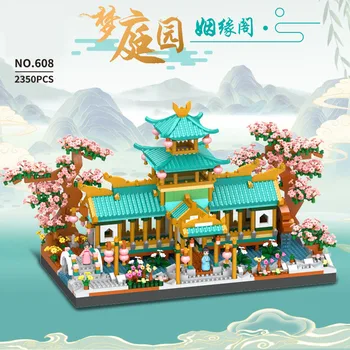 Mitološki Arhitekture Mikro Daimond Blok Kitajske Zveze Paviljon Slika Zidarske Opeke Izobraževalne Igrače Zbrati Nanobricks