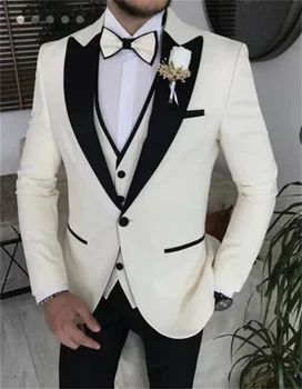 Zadnji Plašč, Hlače Design Belo Obleko Za Moške, Poročni 2023 Črnega Žameta Vrha River Formalno Jopičem Luksuzni Elegantno Obleko Jopič Hombre