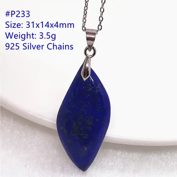 Naravna Modra Lapis Lazuli Kristalno Ogrlico, Obesek, Nakit Za Ženske, Moške Zdravljenje Darilo 31x14x4mm Kroglice Kamen Srebra Verige AAAAA