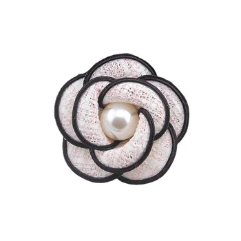 Retro Krpo Umetnosti Camellia Cvet Broška Pearl Občutljivo Corsages Plašč Jopico broške Poročni Nakit, Broške Darila za Ženske