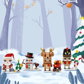 MOC Mini Srčkan Božič Blok DIY Risanka Božič Santa Claus Božični okraski obleko Elk Gradnike, Igrače Za Otroke