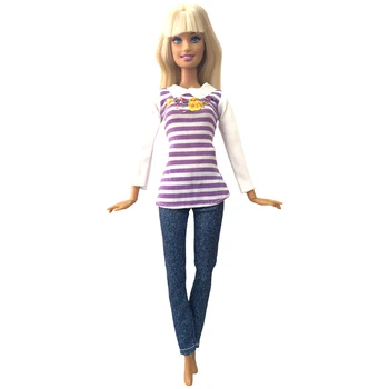 NK En Kos Lutka Dolgo Majico Ročno izdelan Modni Jeans Oblačila Za Barbie Lutka Dodatki za Otroške Igrače Deklice Darilo Igrače
