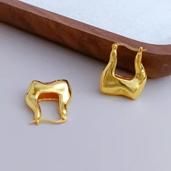 925 Srebro, zlato iglo uhani Nepravilne geometrijske uhani visoko občutek svetlobe luksuzni uhani za ženske.