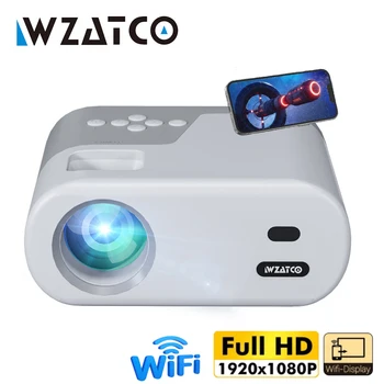 WZATCO DP02W Full HD 1080P Mini Projektorjev WiFi 5 Ogledalo Zaslon, Bluetooth, LED Prenosni Proyector Domači Kino Projecto Beamer