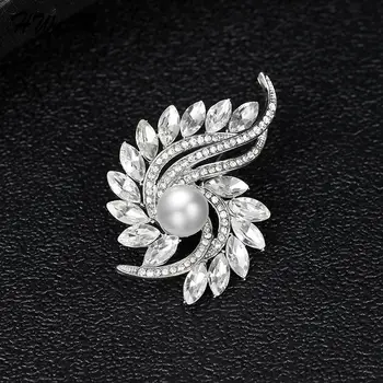 Ustvarjalni Modni Preprost Nosorogovo Vrtenje Pearl Cvetlični Broška Pin Nakit Značko ženska Oblačila Šal Dodatki Darila