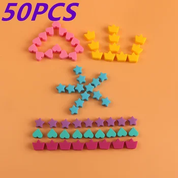 50Pcs Mini Star/Srce/Krono Silikonske Kroglice DIY Baby Silikonski Začetnih Cucla Verige Ogrlico, Ročno izdelan Nakit Dodatki