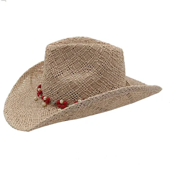 Kavbojski klobuk-woven retro moških in žensk so velike-brimmed jazz slamnati klobuki sončni plaži kavbojski klobuki