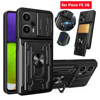PocoF5 Primeru Potisnite Objektiv Kamere Zaščito Shockproof Oklep Primerih Za Xiaomi Poco Poko Malo F5 F 5 5 G Reža za Kartico Nosilec Zadnji Pokrovček