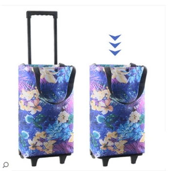 nakupovalna torba za ženske potovanja voziček torba za nakupovanje prtljago, torbo s kolesi Prtljage Voziček Nakupovalni Folding Taborjenje torbe za kolesa