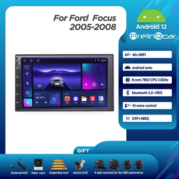 Prelingcar Android 12.0 DTS Zvok Za Ford Focus 2005-2008 Navigacija Multimedia Avto Predvajalnik Radio 2Din Stereo Bluetooth 48EQ