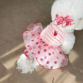 Jagode Dog Oblačenja Pet Oblačila Suspender Krilo Pes Kostum Princesa Obleko Majhen Pes Tanke Poletje Pes Krilo Yorkshire