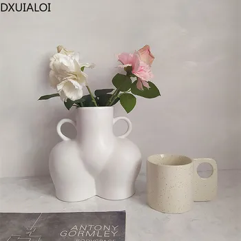 Povzetek Keramične Vaze Dekoracijo Človeško Telo Kiparstvo Sodobno Obrt Znak Modeliranje Cvetlični Aranžma Hydroponic Vaza