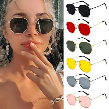 Moda Kvadratek sončna Očala za Moške, Ženske Poligon Zrcalni Objektiv sončna Očala Vožnje Kovinskih Očal Okvir Očal je UV400